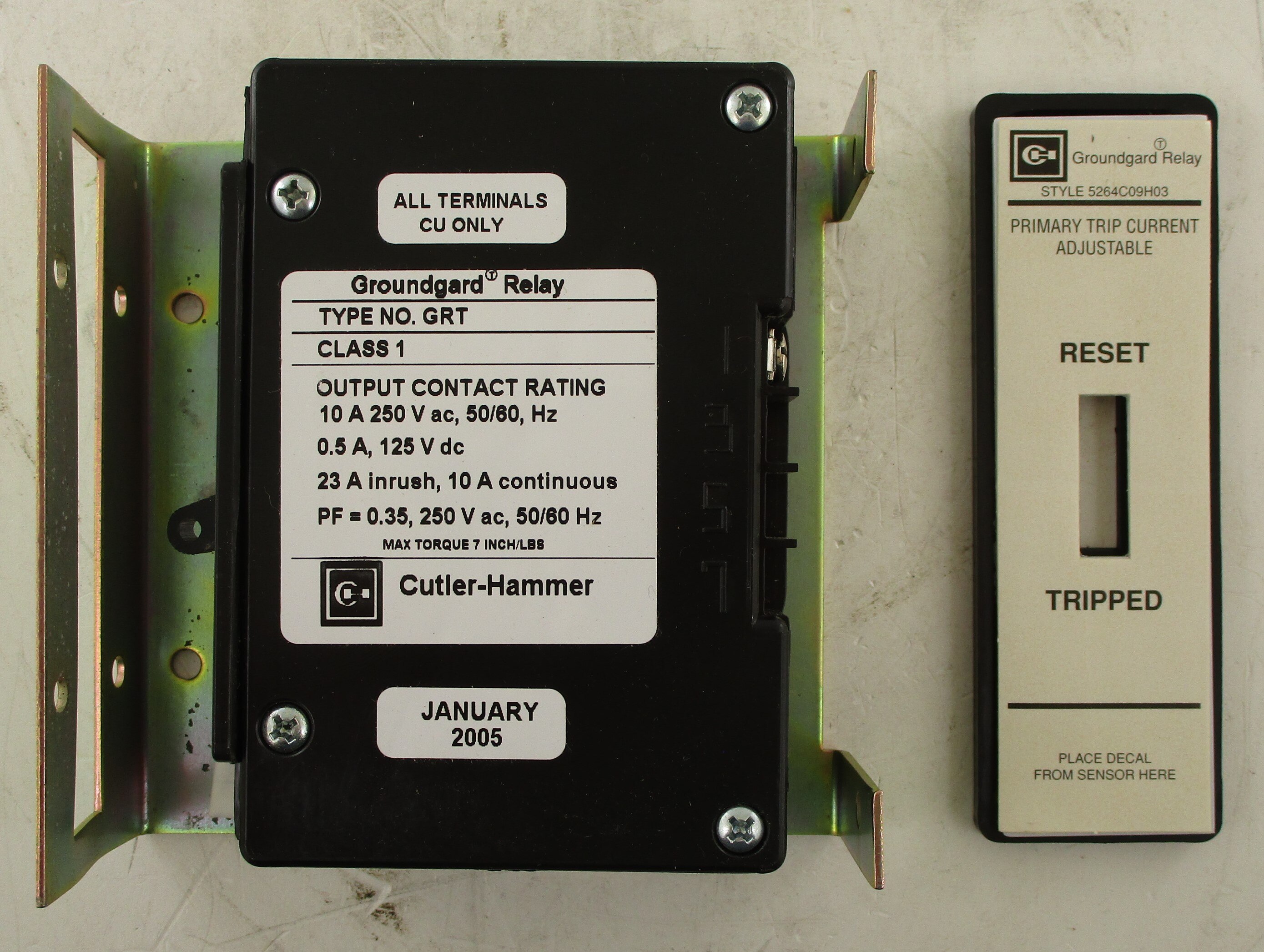 5264C09H03 CUTLERHAMMER, GROUND FAULT RELAY TIME DELAY, PANEL MOUNTED