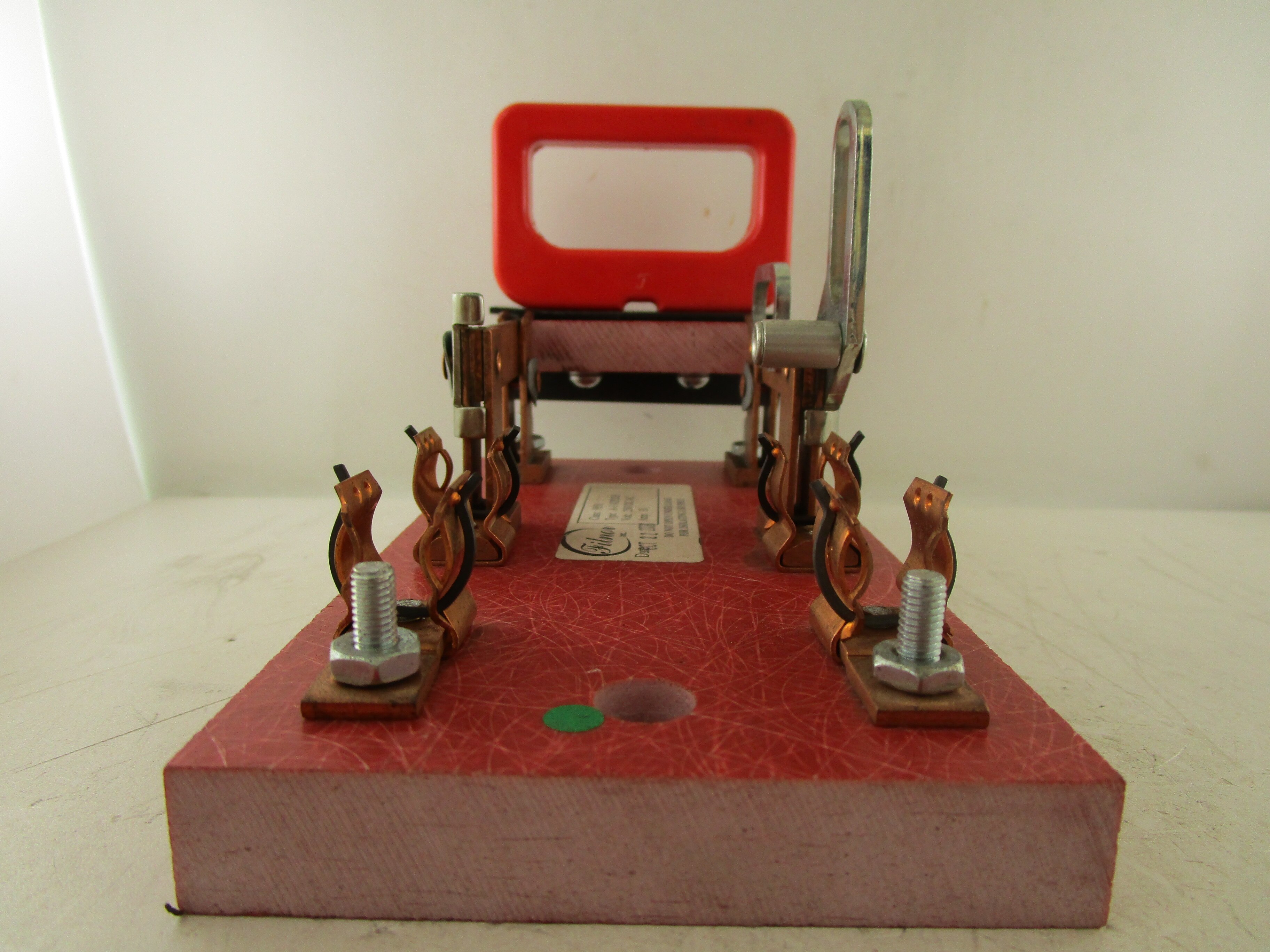 A-1142P2GE FILNOR INC., TYPE A FRONT CONNECTED HEAVY DUTY KNIFE SWITCH CLASS 9850, 30 AMP, 250V, 2 POLE, SINGLE-THROW SWITCH WITH PADLOCKING ATTACHMENT, 90 DEGREE STOP & SPADE HANDLE, FUSIBLE.