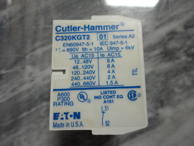 CUTLER-HAMMER PART# C320KGT2 AUXILIARY BLOCK