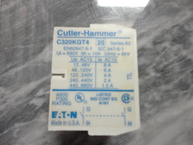 CUTLER-HAMMER PART# C320KGT4 AUXILIARY BLOCK