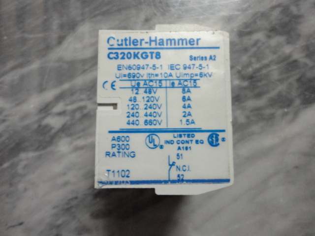 CUTLER-HAMMER PART# C320KGT8 AUXILIARY BLOCK